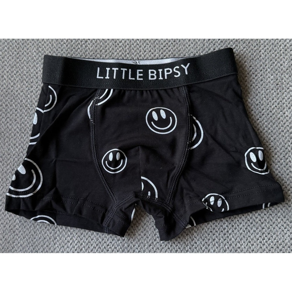 Little Bipsy Boxer Brief Boys 1-2Y NWOT Black White Smiley Face
